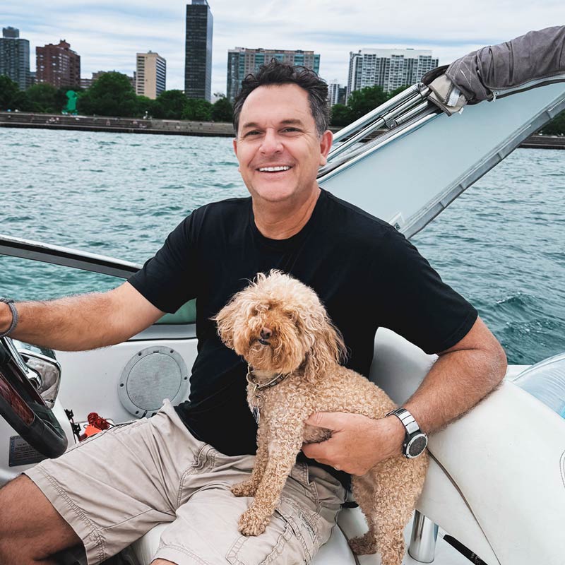Owner, Captain Todd Gentile IMAGE: Owner, Captain Todd Gentile and the family dog